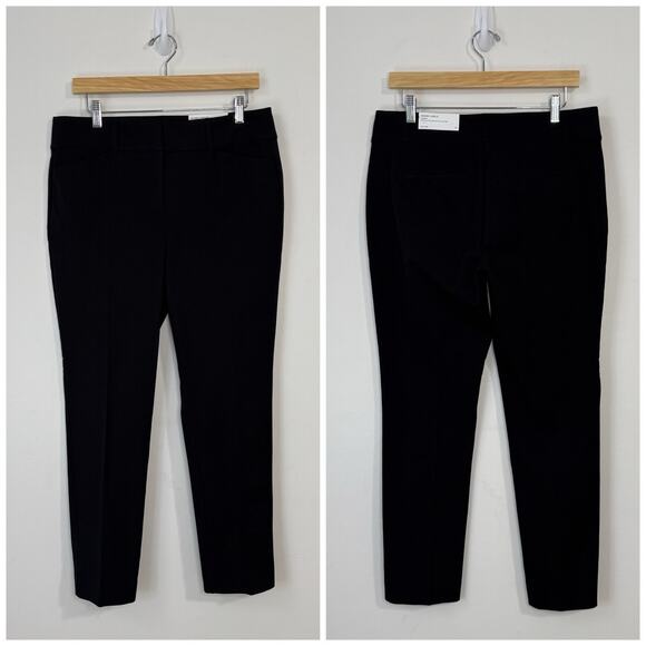 NWT LOFT Curvy Skinny Ankle Tourser Pants Size 8 Black Mid Rise Stretch - Picture 1 of 13